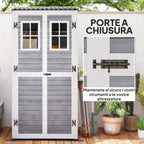 Wooden Garden Shed with Adjustable Shelves, Two Locking Doors and Windows, Grey