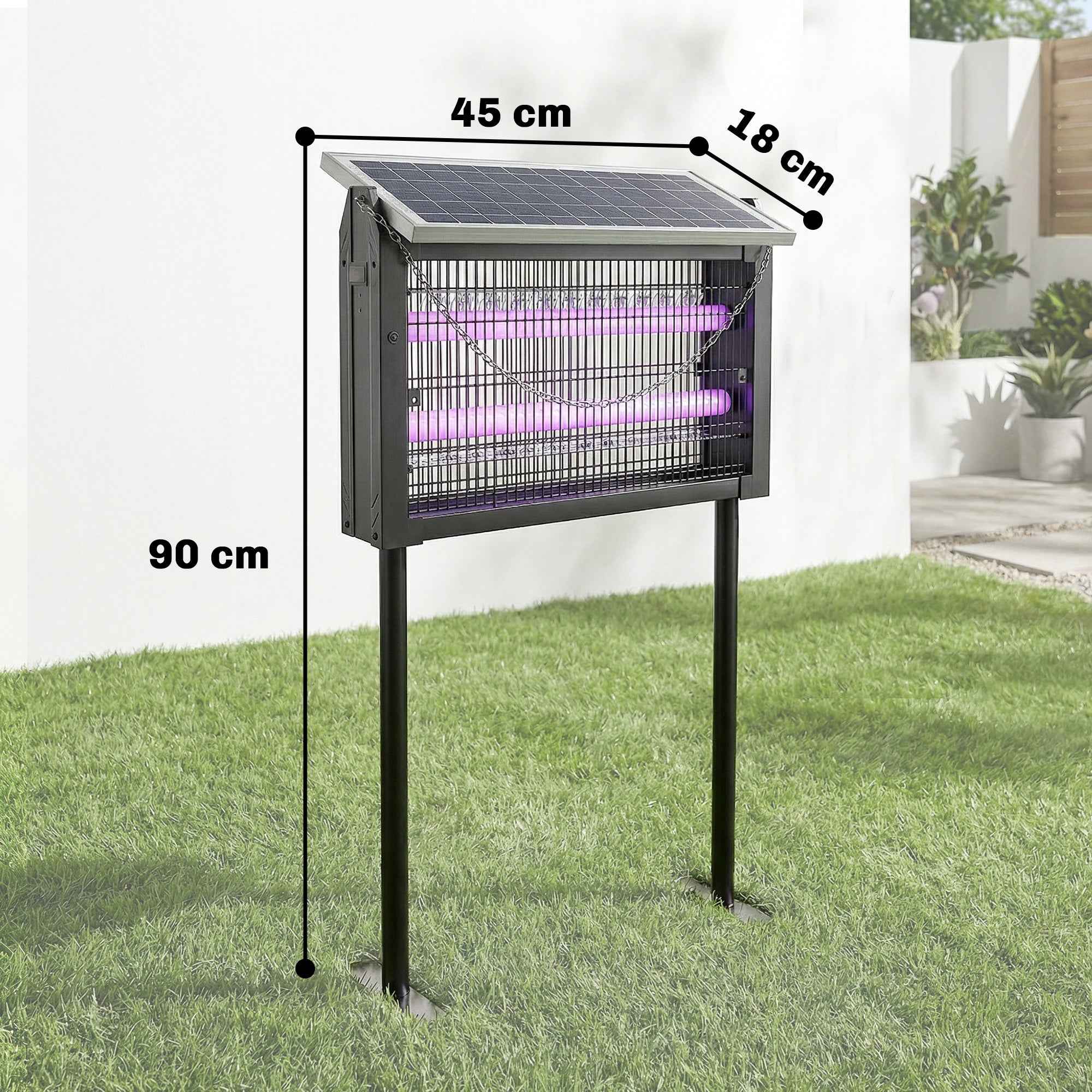 Outsunny Solar-Powered Outdoor Mosquito Lamp with Protective Net, 45x18x90 cm, Black