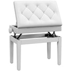 HOMCOM Adjustable Piano Stool with Storage Compartment and Padded Seat, 54.5x33x48-58 cm, White