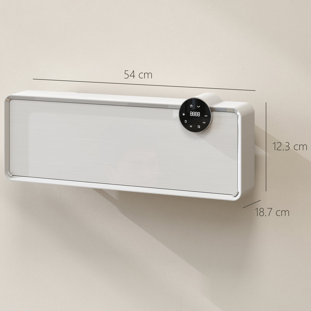 2000W Electric Ceramic Heater Wall Mounted with 3 Modes, Adjustable Temperature, Timer and Remote Control, White