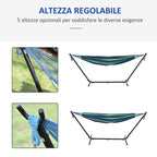 Outsunny Freestanding Hammock with Stand, Adjustable Height and Carry Bag, 298x117x105 cm, Green