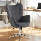 Swivel Lounge Chair with Velvet Armrests, Rocking and Adjustable Height, Dark Grey