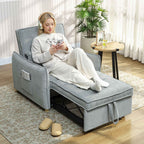 HOMCOM 3-in-1 Reclining Sofa Bed with Cushion, Chenille Upholstery, 88x84x87 cm, Grey