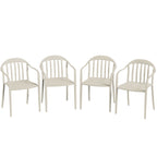 et of 4 Stackable Garden Chairs in PP with High Backrest and Armrests, 57x54x78 cm, White