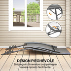 Set of 2 Folding Garden Deckchairs with 4-Level Adjustable Backrest and Cushion, Gray