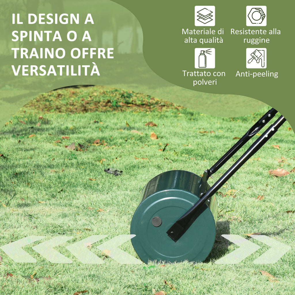 30L Capacity Lawn Roller with Scraper Blade, Metal, 102x50x30 cm, Dark Green