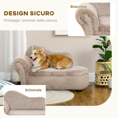 Raised Dog Sofa with Retractable Storage Space, Wood and Velvet Fabric, 80x40x46 cm, Beige