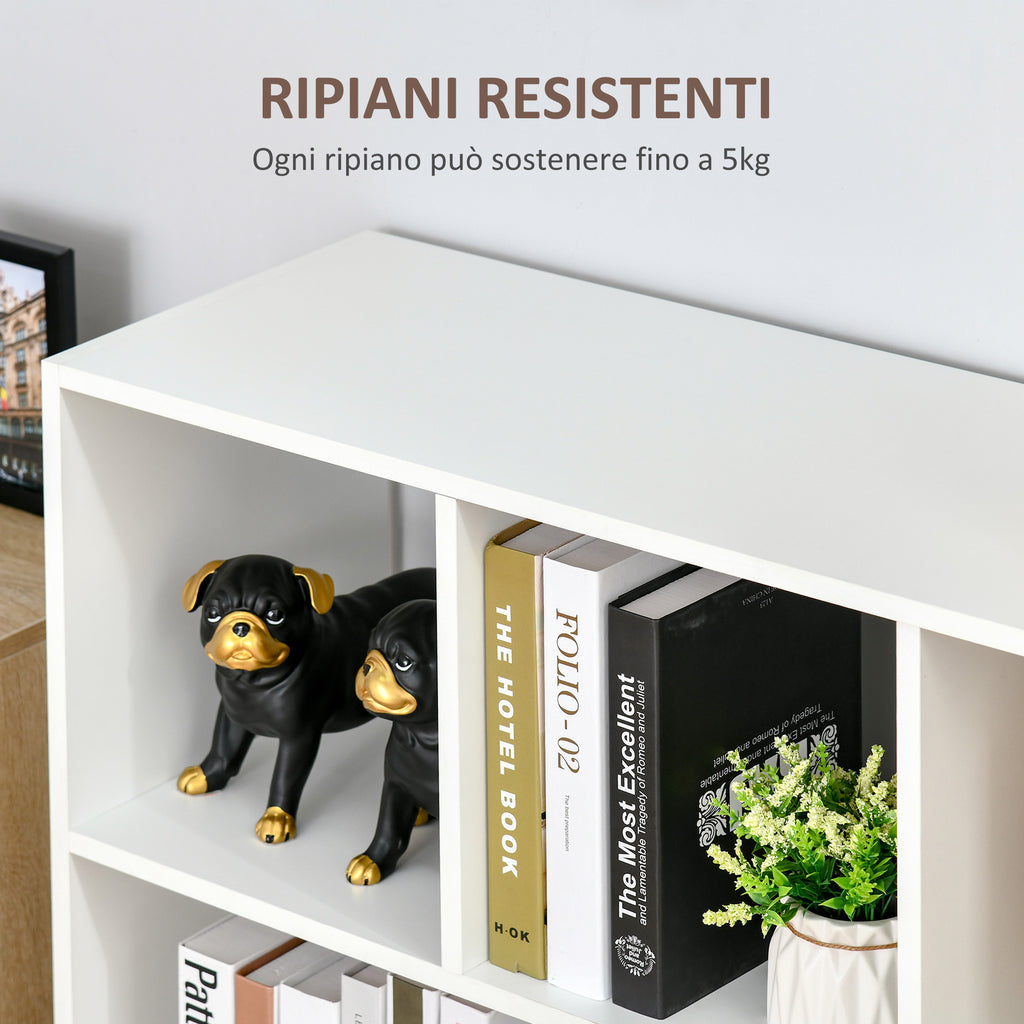 HOMCOM Mobile Bookcase with 3 Levels and 8 Total Shelves, in MDF, 97.5x30x100 cm, White - Borgè