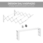 HOMCOM Retractable Wall-Mounted Clothes Airer for Indoor and Outdoor Use, 63.5 x 60 x 20 cm, White