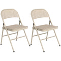 HOMCOM Set of 2 Folding Chairs with Upholstered Polyester Seat and Steel Frame, Beige