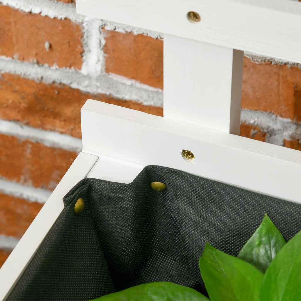 Vertical Planter with 4 Wheels and Wooden Trellis for Climbing Plants, 76x30x155cm, White