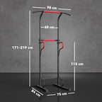 Power Tower Pull-Up Bar Multifunctional Fitness Station with Adjustable Height 171-219cm Black Red
