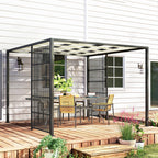 Outdoor Pergola 3x3 m with Wavy Covering and Side Panels, in Metal and Black Polyester
