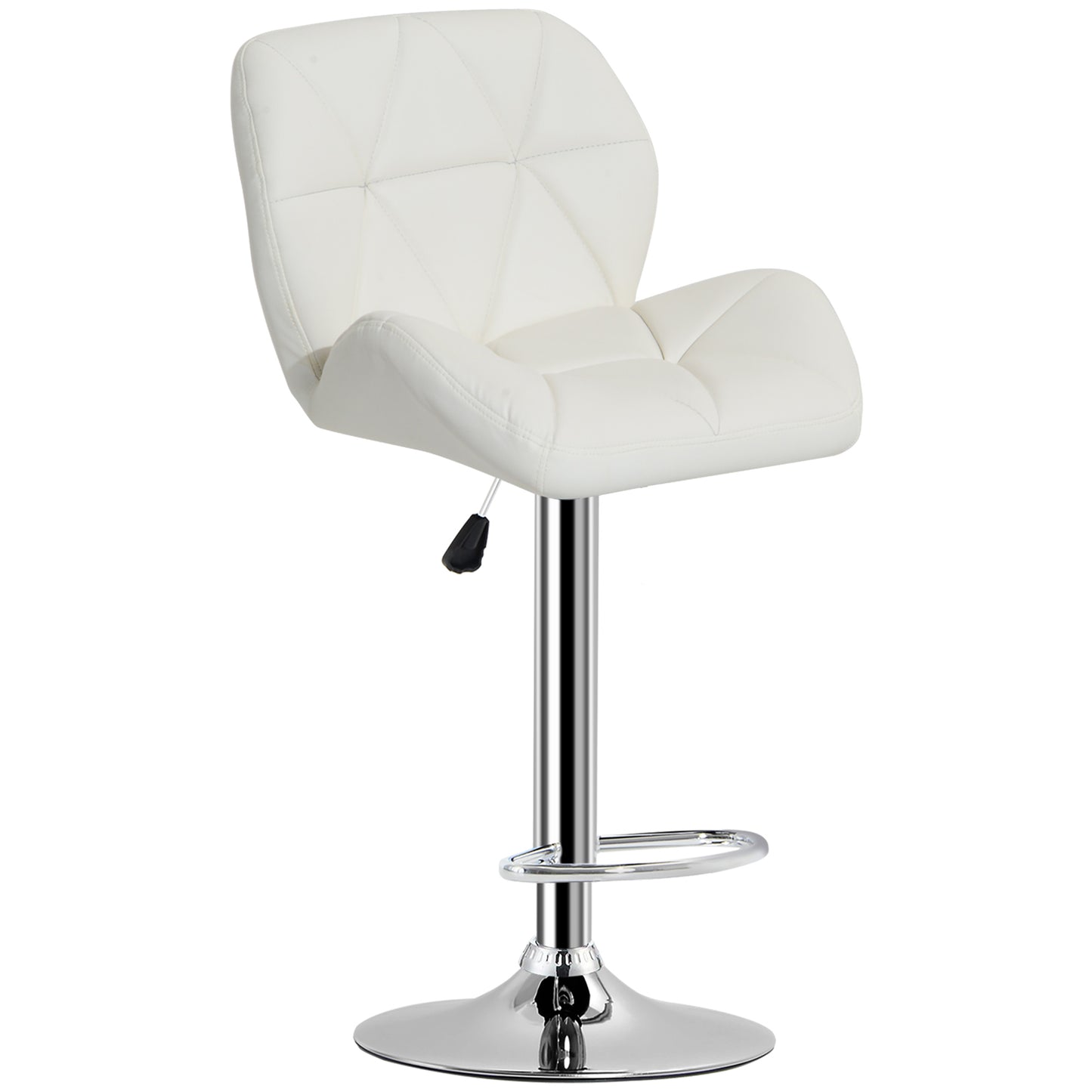 Swivel Bar Stool in Eco Leather with Backrest and Adjustable Height, White - Borgè