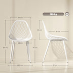 Set of 4 Modern Dining Chairs with Perforated Backrest in Plastic and Metal Legs, White
