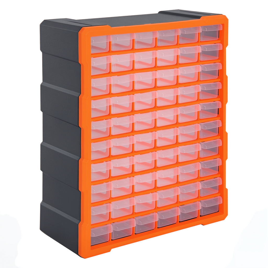 60 Drawer Plastic Wall Mounted Workshop Storage Cabinet for Small Parts, Multipurpose, 38 x 16 x 47.5cm
