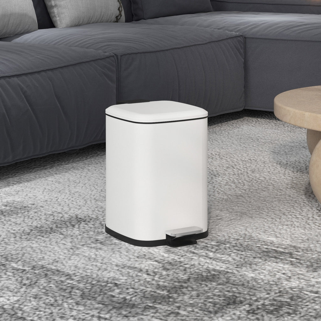 12L Pedal Bin with Silent Closure, Metal and PP, 24.5x32x34.5 cm, White