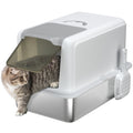 Enclosed Cat Litter Box with Steel Tray, Scoop and Filter Bags, PP, 40.5x60.5x41.5 cm, White and Silver