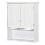 Wall-Mounted Bathroom Cabinet with 2 Doors and Open Shelf, Adjustable Internal Shelf, White