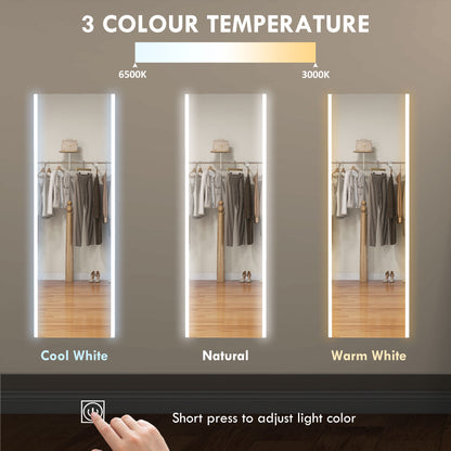 Homcom 3 -colored ground mirror and adjustable brightness, in tempered glass and steel, 50x50x148 cm, white - Borgè