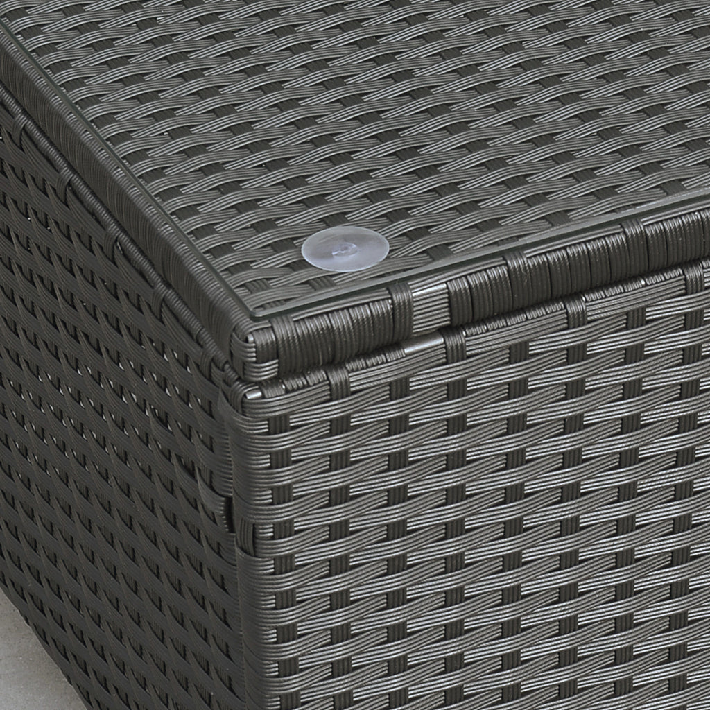 Outsunny Ousunny outdoor table in Rattan PE with tempered glass top, 85x50x39cm, black - Borgè