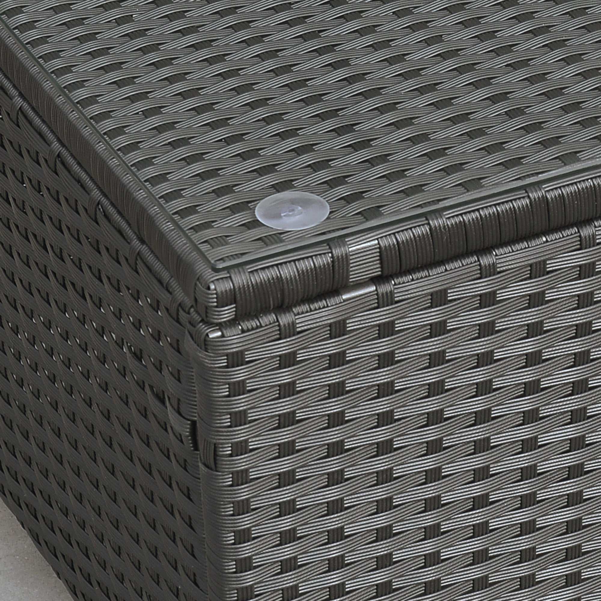 Outsunny Ousunny outdoor table in Rattan PE with tempered glass top, 85x50x39cm, black - Borgè