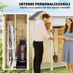 Outsunny 2-Zone Tool Shed with Adjustable Shelves and Window, Fir Wood, 106x57x167 cm, Wood Color