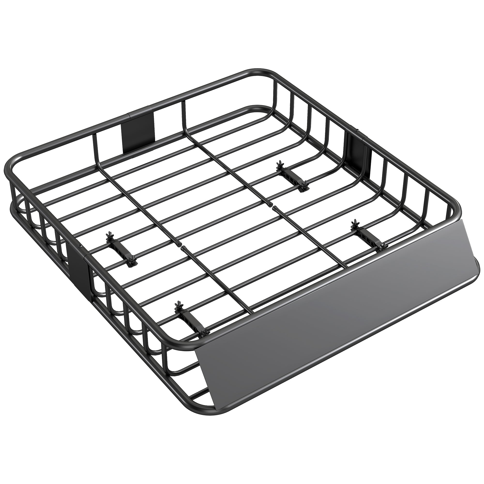 90.7kg Steel Car Roof Rack with Deflectors and Side Rails, 110.5x99.5x18.5cm, Black