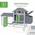 PawHut Wooden Chicken Coop, 151.5x54x87cm, Dark Grey