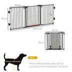 Folding Steel Dog Gate with Automatic Closure, 202.5 x 2 x 76 cm, Black