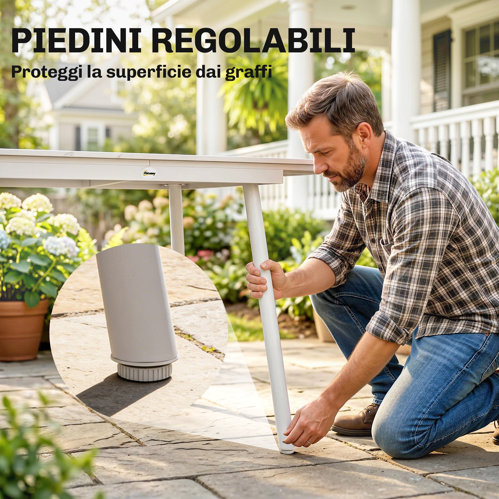 Outsunny Garden Table for 6 People, Rectangular 140x80 cm with WPC Top