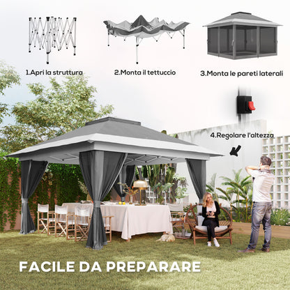 Pop Up Gazebo 3.6x3.6 m with Walls, Adjustable Height and UPF50+ Protection, Bag with Wheels, Grey