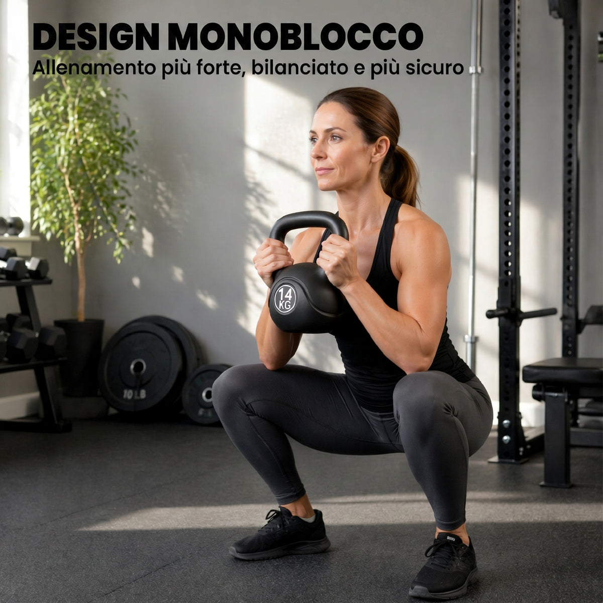 HOMCOM 14kg Plastic and Sand Kettlebell with Flat Base and Handle, Black