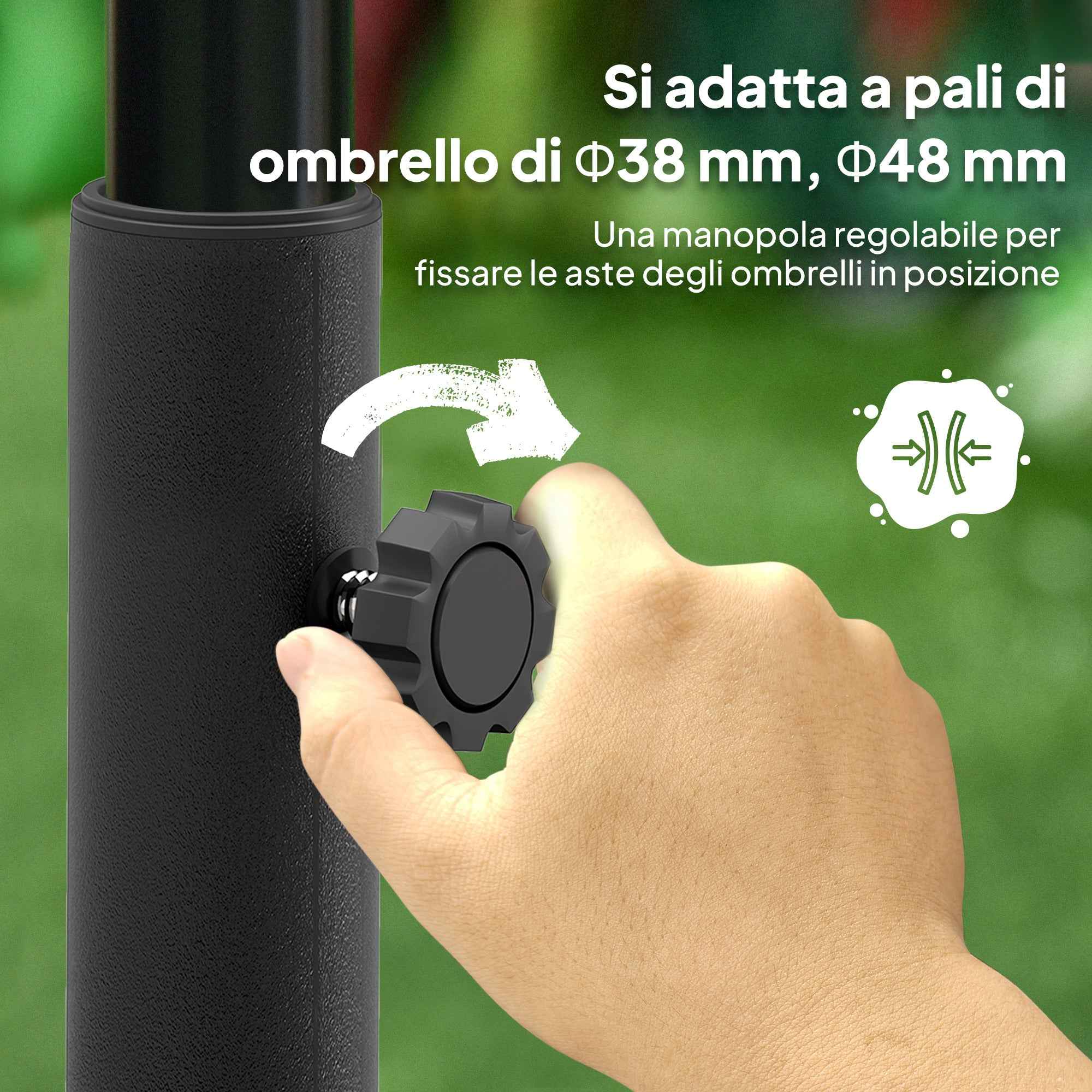 Outsunny Umbrella Base with Wheels and Fillable with Water or Sand, in HDPE, 48x48x32.5 cm, Black