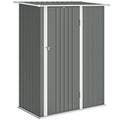Outsunny Metal Tool Shed with Sloped Roof and Lockable Door, 142x86x189 cm, Light Grey