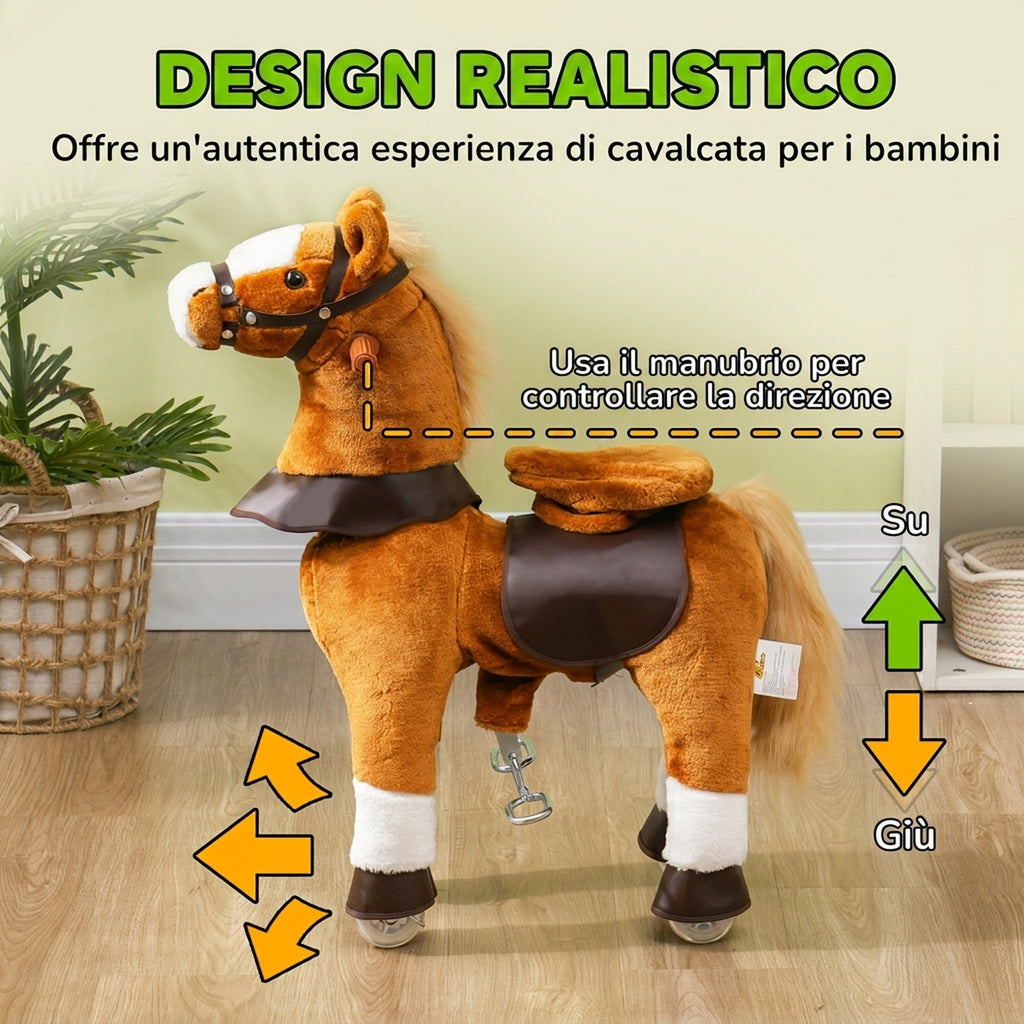 AIYAPLAY Rocking Horse for Children 3+ Years with Realistic Sounds and Pedal, 70x28x70 cm, Brown