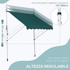 Outsunny 2x1.5m Outdoor Roller Awning with Crank, Adjustable Height and Angle, Green