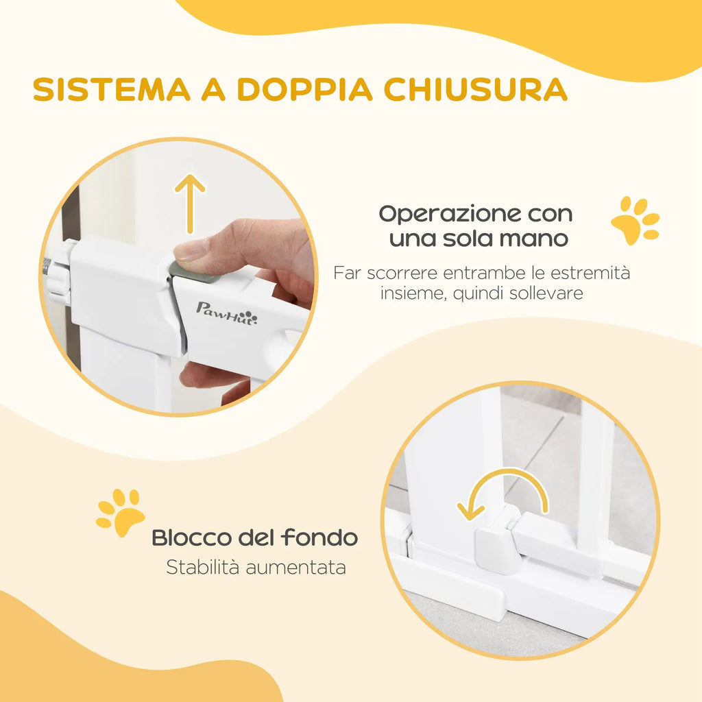 Extendable Dog Gate with Self-Closing Door, Metal and ABS, 75-131x76 cm, White - Borge' Group Limited