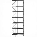 7-Tier Corner Bookcase, Industrial Shelf, Black Wood Effect