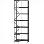 7-Tier Corner Bookcase, Industrial Shelf, Black Wood Effect