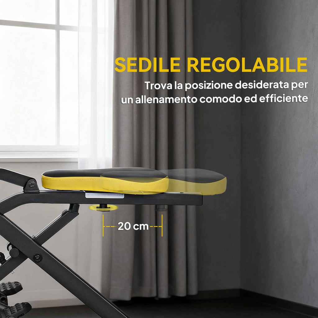 SPORTNOW Folding Total Crunch Machine with Adjustable Seat, Made of Metal and Plastic, 57x105x115 cm, Yellow