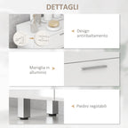 kleankin Bathroom Cabinet with 2 Drawers and Cabinet with Adjustable Shelf, Wooden, 60x30x93 cm, White