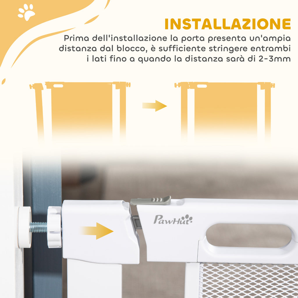 Adjustable Dog Gate with Self-Closing, Steel and ABS, 75-82x76 cm, White