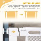 Adjustable Dog Gate with Self-Closing, Steel and ABS, 75-82x76 cm, White