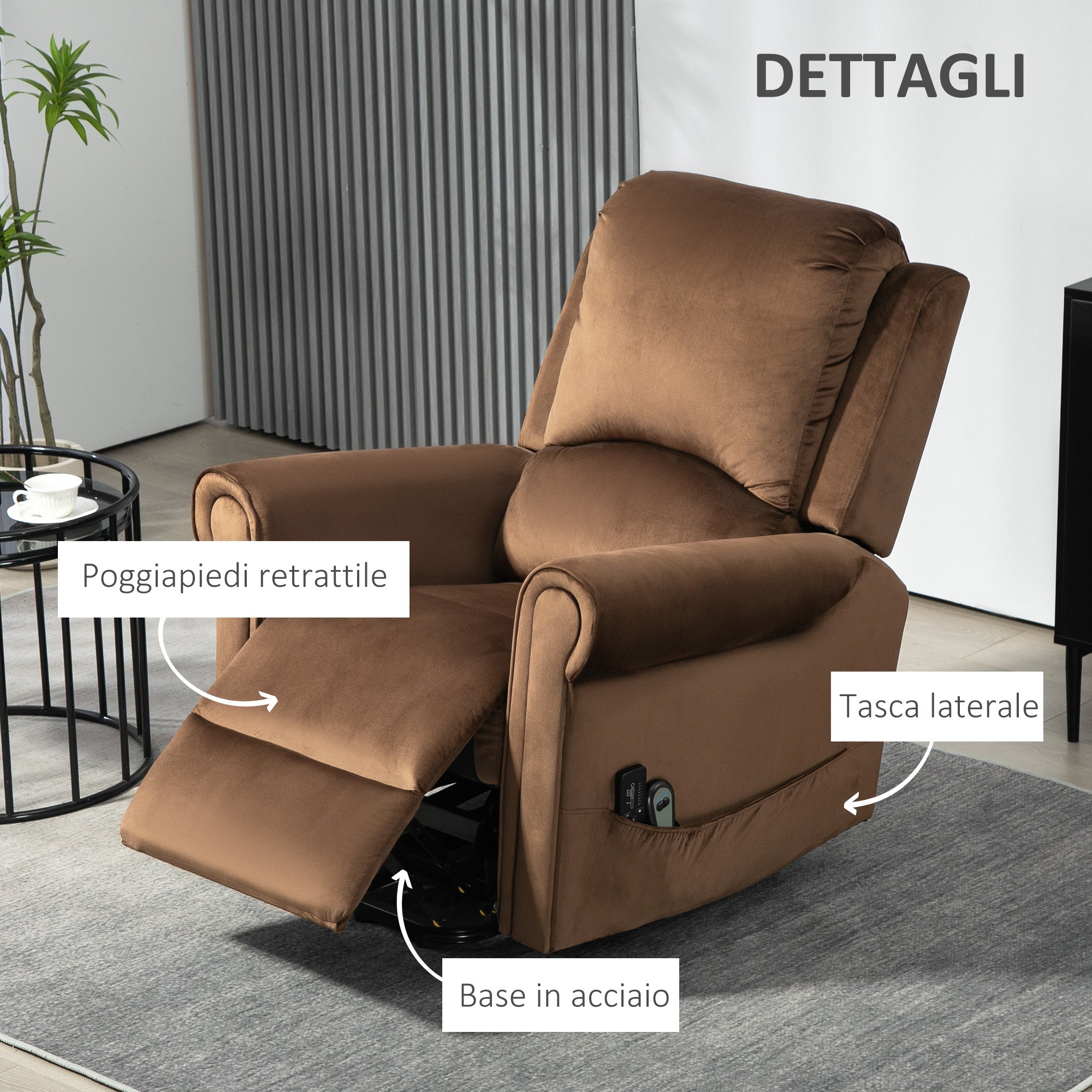 135° Reclining Lift Massage Chair with Remote Control, 88x92x106 cm, Dark Brown