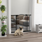 PawHut Extendable Dog Gate Without Screws Adjustable from 74-100 cm High 78 cm in Metal, Black - Borgè