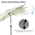 8-Ribbed Tilting Garden Umbrella with Crank Handle, Metal and Polyester, Ø295x250 cm, Beige