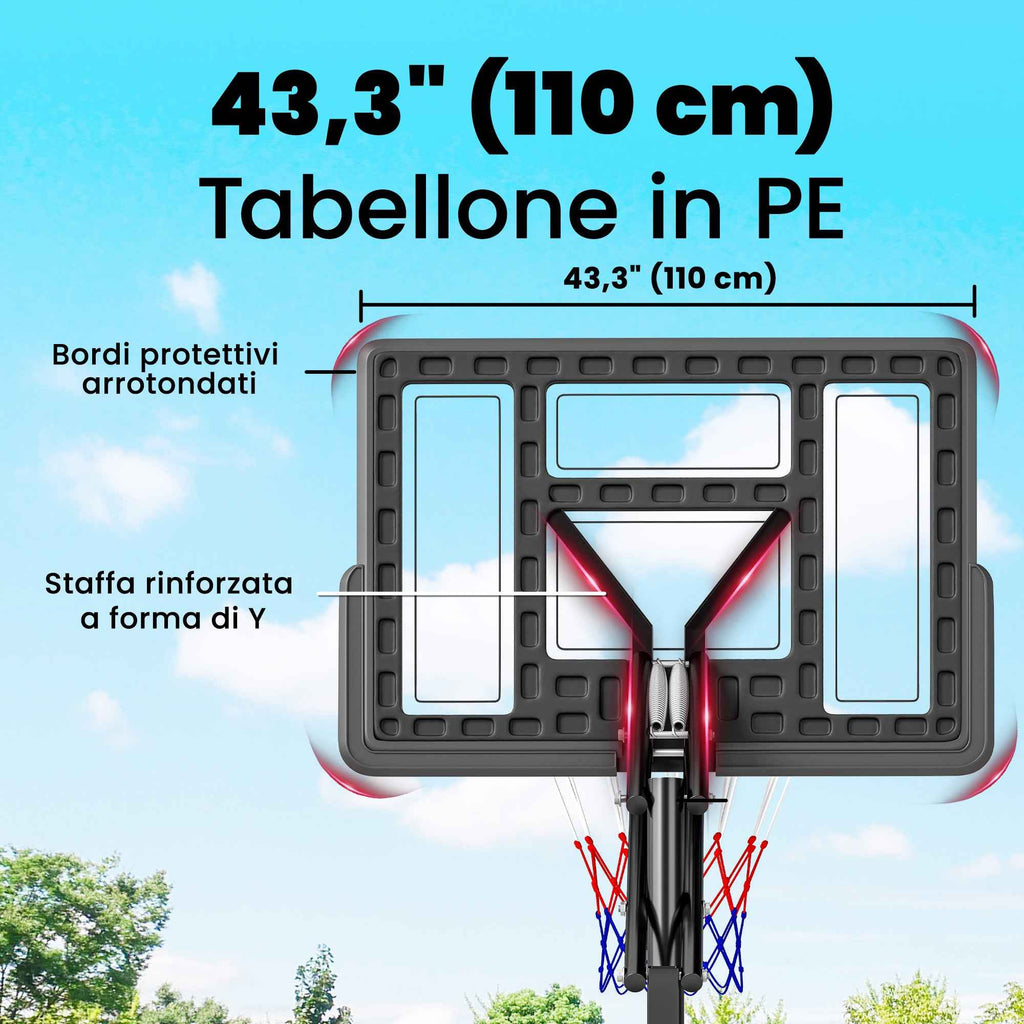 SPORTNOW Adjustable Basketball Hoop 235-305cm Unbreakable Black