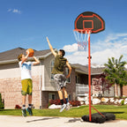 Portable Outdoor Basketball Hoop with Adjustable Height 193.5-248.5cm and Base to Fill with Water or Sand, Made of Steel and Nylon 73x49x194-249cm