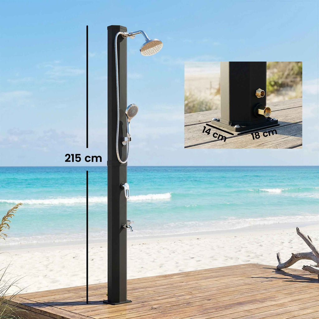 Outsunny 35L Solar Shower, Frost Protection, 2 Shower Heads, Foot Tap